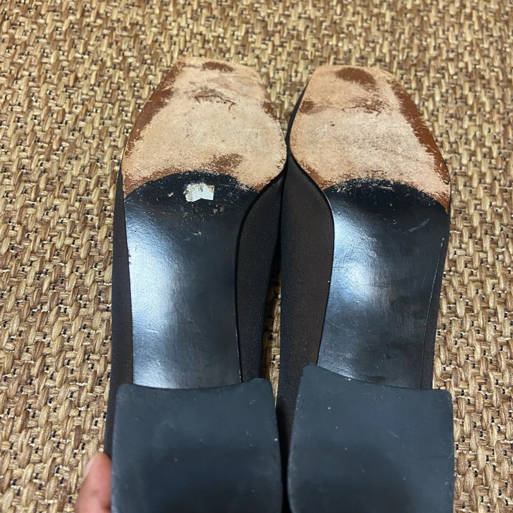 Vintage Stuart Weitzman Dark Brown Flats with Square Buckle & block heel, 11. - Picture 7 of 10